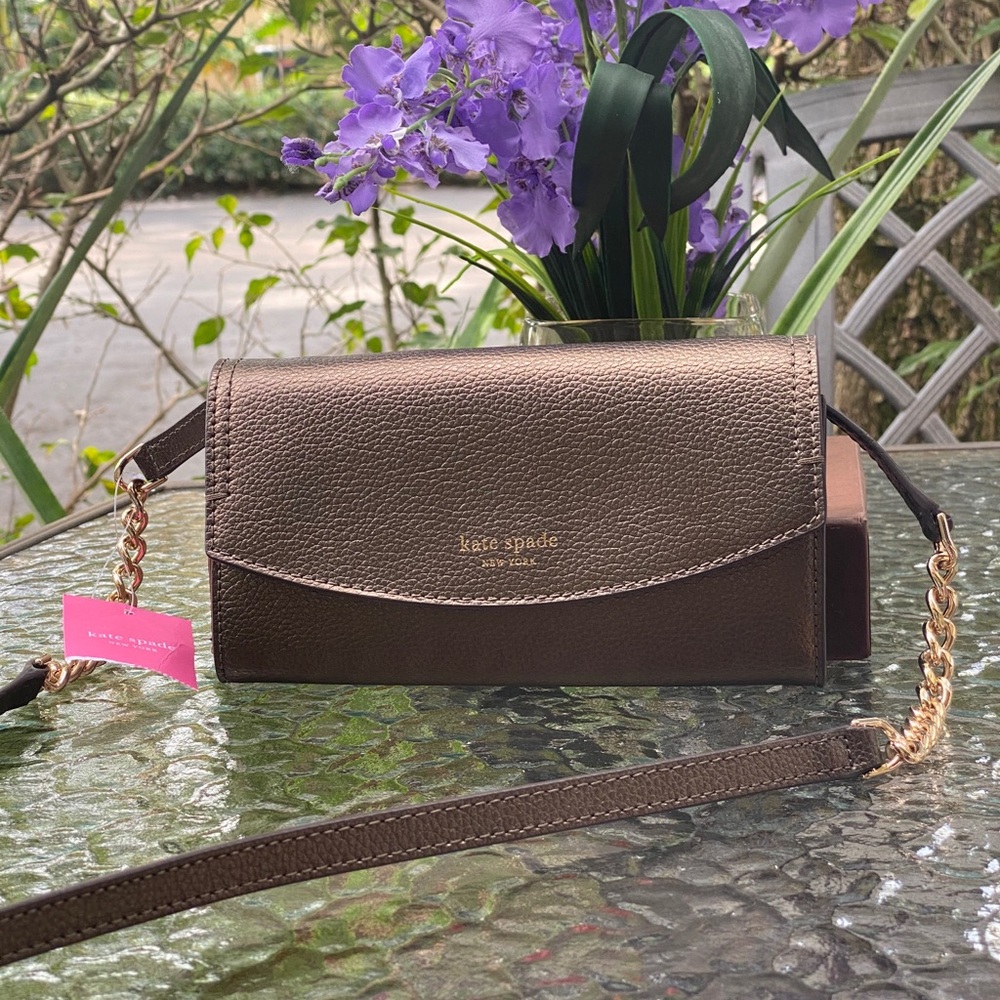 Kate Spade Copper Metallic Wallet Chain Crossbody - Picture 8 of 16